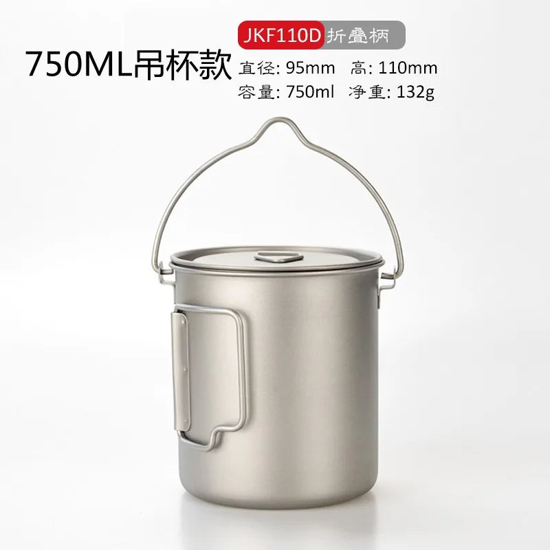 Outdoor Picnic Titanium Cooking Pot 750ml 900ml Hanging - View 4 | SAMAG