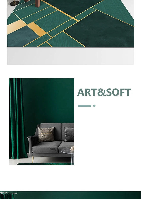 Modern Luxury Rugs Living Room Decoration Home Large Carpet for Bedroom Children's Room Decor Floor Mats Green Porch Doormat