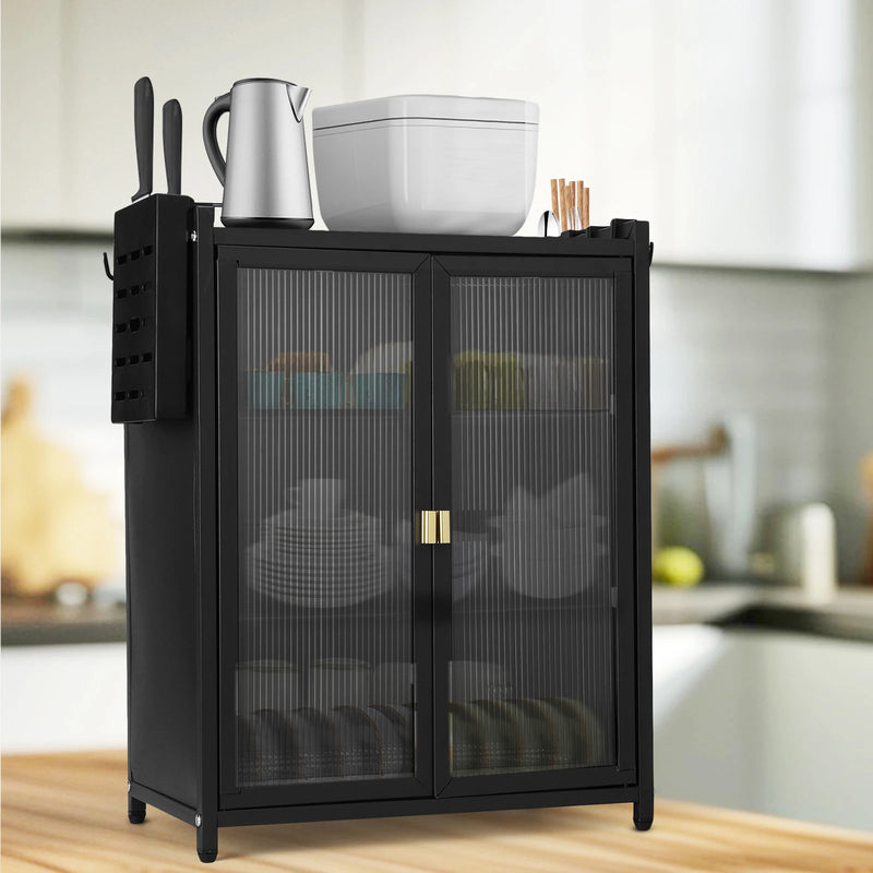 3 - Tier Kitchen Countertop Cabinet with Double Door Drainer with Chopstick Baskets Organizer - View 4 | SAMAG