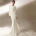 Elegant Long Sleeve Mermaid Wedding Dress with Pleat | SAMAG