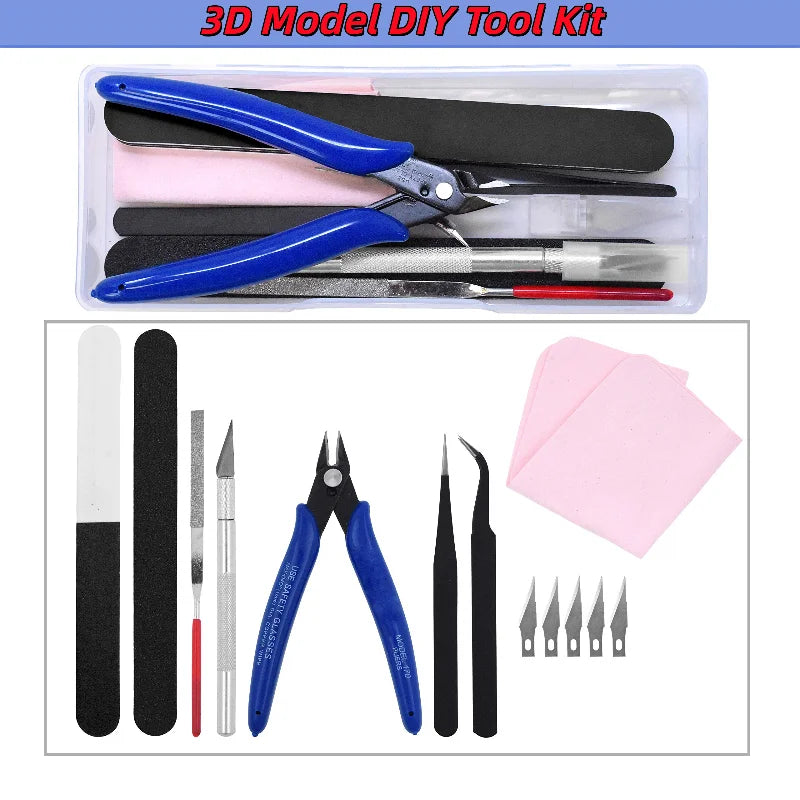 39Pcs 3D Printer Tools Kit FDM SLA Printer Parts Nozzle Cleaner Scraper File Brush Wire Cutter Engraving Knife Repair Tools Set