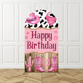 Cowgirl Pink Arch Backdrop Birthday Party Photo Background Kids Western Theme Decor Horse Shoe Boots Hat Pattern Celebration Bac