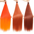 Gladys 28 Inch Crochet Braids Hair 3PCS 300g Synthetic Orange 60MW Ombre Brown T1B-330-276 Straight Braiding Hair Soft Pony Hair