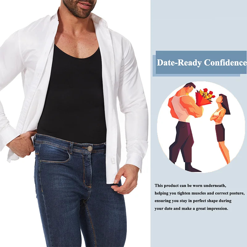 Mens Sleeveless Shapewear  Compression Bodysuit Tummy Control Waist Trainer Slimming Undershirts Open Crotch Corset