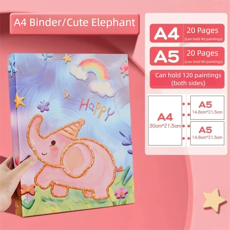 Portfolio Binder Folder A3 A4 A5 Document Organizer Art Drawing Paper Folder 4-Ring Binder PVC Pocket File Folder For Documents