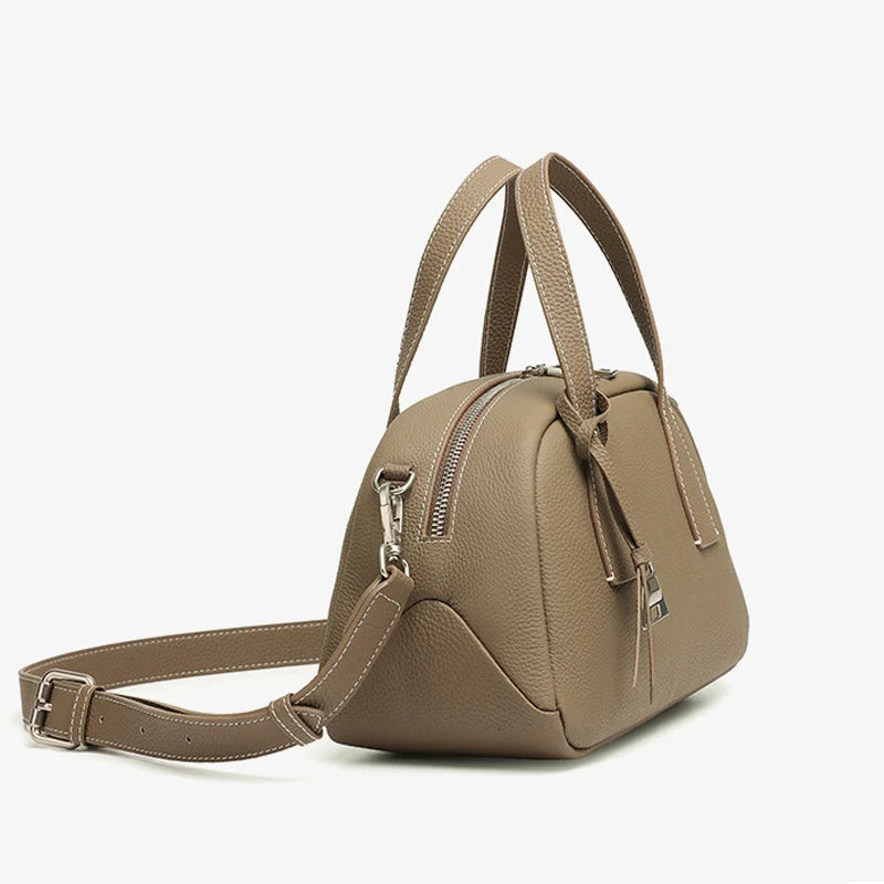 Elegant Genuine Leather Boston Handbag Women’s  Shoulder Bags Lady New Multi-Functional Crossbody Bag for Daily Casual & Work