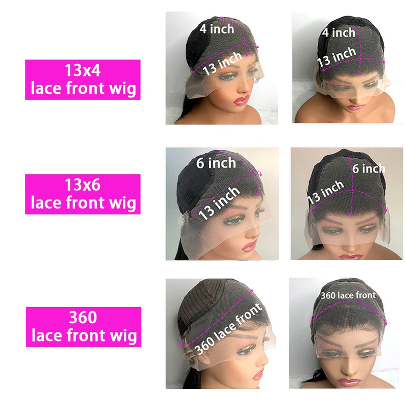 30 40 Inch Bone Straight Transparent 13x6 Lace Frontal Human Hair Wigs 250 Density Brazilian Remy 13x4 Lace Front Wig For Women