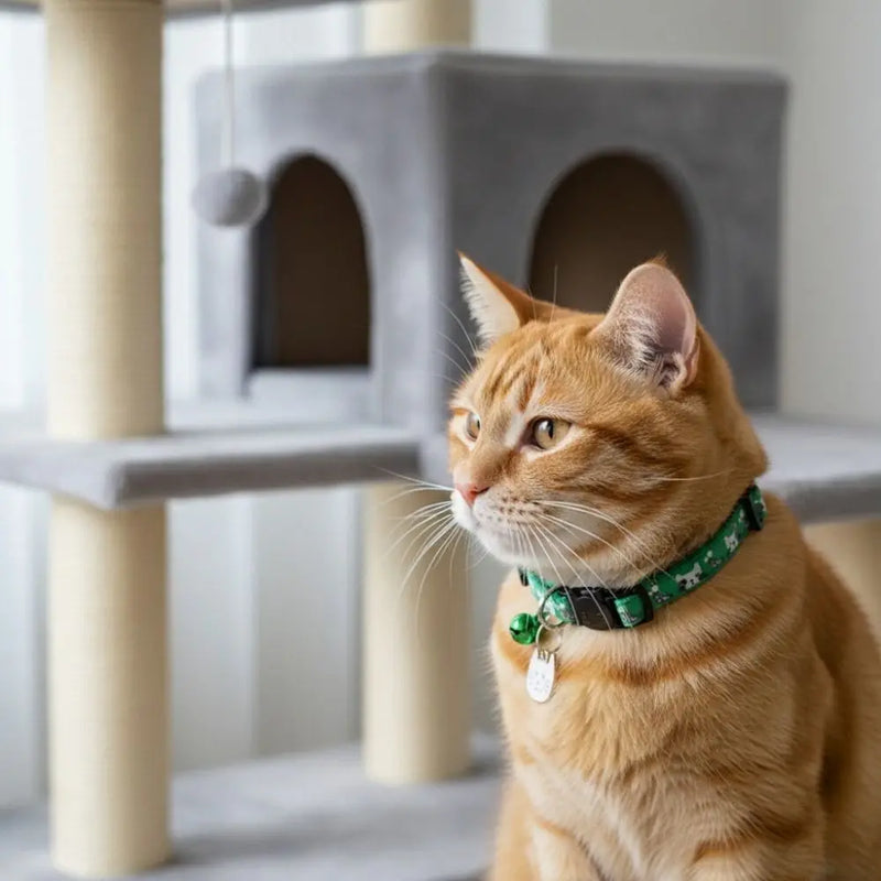 Adjustable Pet Cat Collar Quick Release Safety Buckle Anti-choking Puppy Collar with Cat Face Pendant Bell Cat Pattern