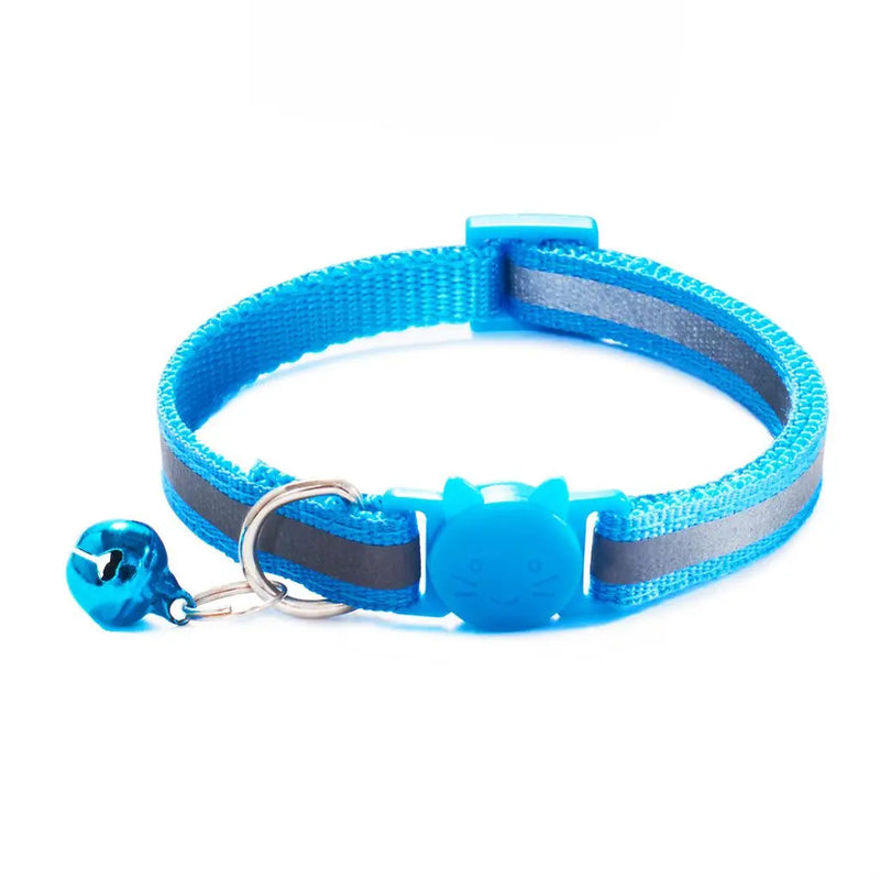 Cute Fashion Adjustable Size Cat Head Pattern Reflective with Bells Cat Collar Pet Accessories Kitten Decor Cat Neck Strap