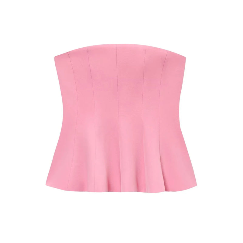 Women Sexy Fashion Strapless Peplum Bustier Tops Straight Neck Side Zipper Female Camis Mujer