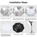 PULUZ 95cm Octagon Photography Softbox Diffuser Foldable 8 Pole Parabolic Flash Light Box with Bowen Mount