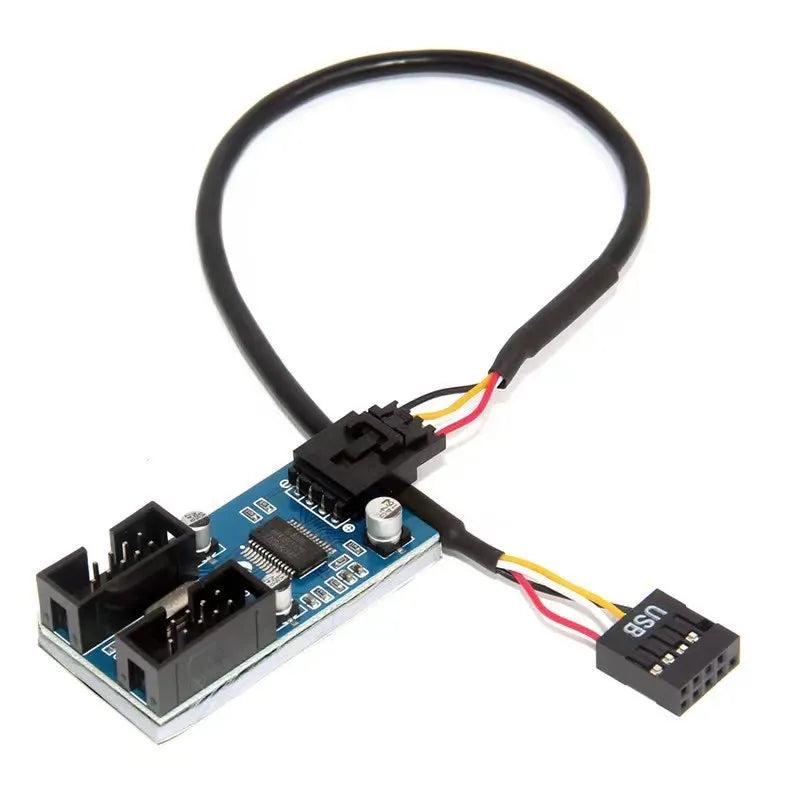 9Pin USB Splitter Motherboard USB Female Interface Header Splitter 1 to 2 Extension Cable Adapter 9Pin 1 to 4 USB HUB Connectors