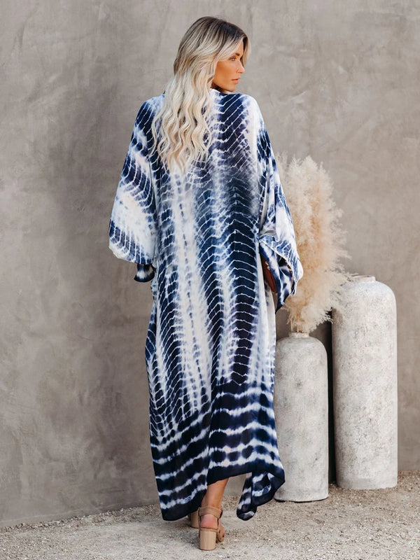 Bikini Cover Up Tie Dye Printed Swimsuit Cape Pareo Bohemian Beach Kimono Dresses Self Belted Bathing Suits Dropshipping