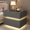 Modern Style Solid Wood Bedside Table with Wireless Charging Smart 2 Drawers Bedroom Nightstands with Lock 40/45/50cm