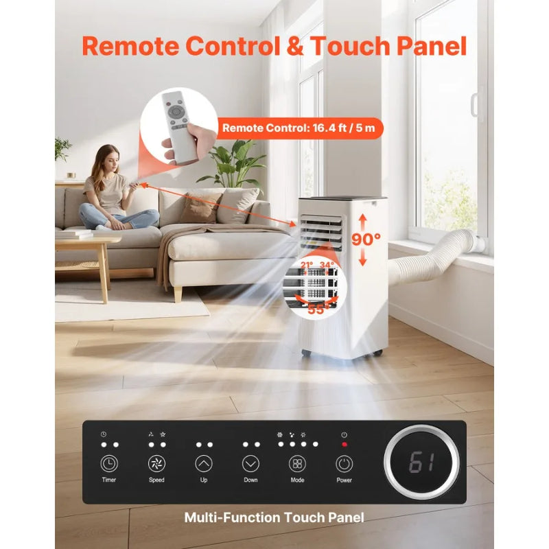 Portable Air Conditioner, 10000 BTU ASHRAE 6000 BTU SACC 3-in-1 Standing Cooling Ac Unit, with LED Touch Panel Remote Control,