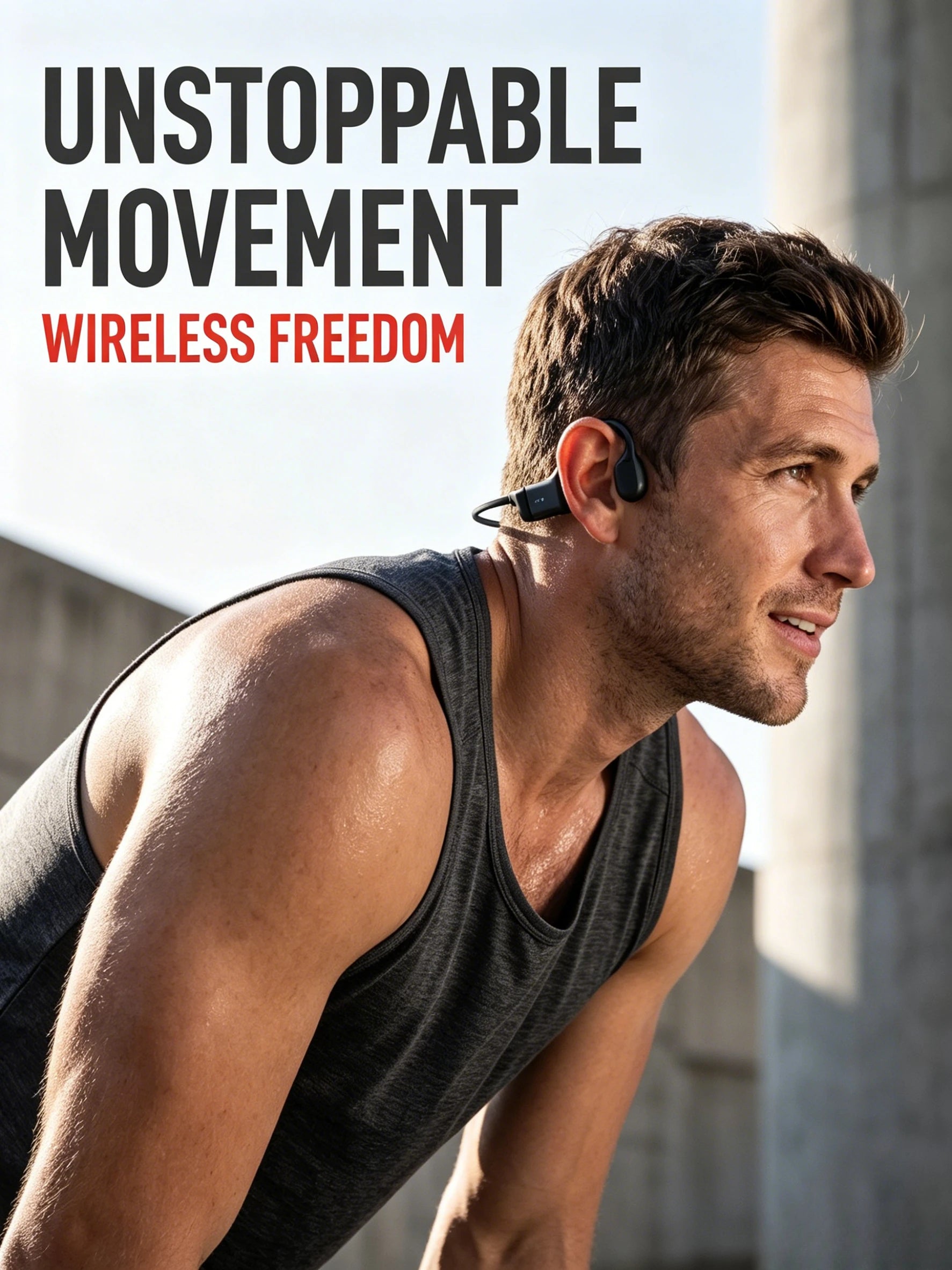 2026 New Bluetooth 5.3 Bone Conduction Headphones Open-Ear Wireless Earphones, 20H Long Battery ENC Mic, Lightweight Sweatproof for Running