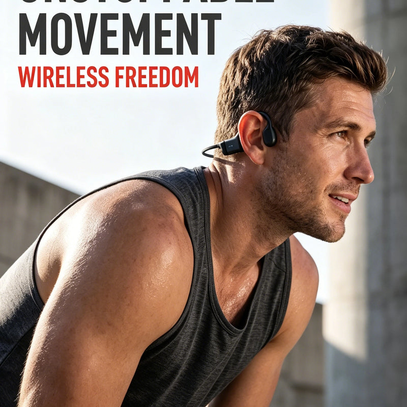 2026 New Bluetooth 5.3 Bone Conduction Headphones Open-Ear Wireless Earphones, 20H Long Battery ENC Mic, Lightweight Sweatproof for Running