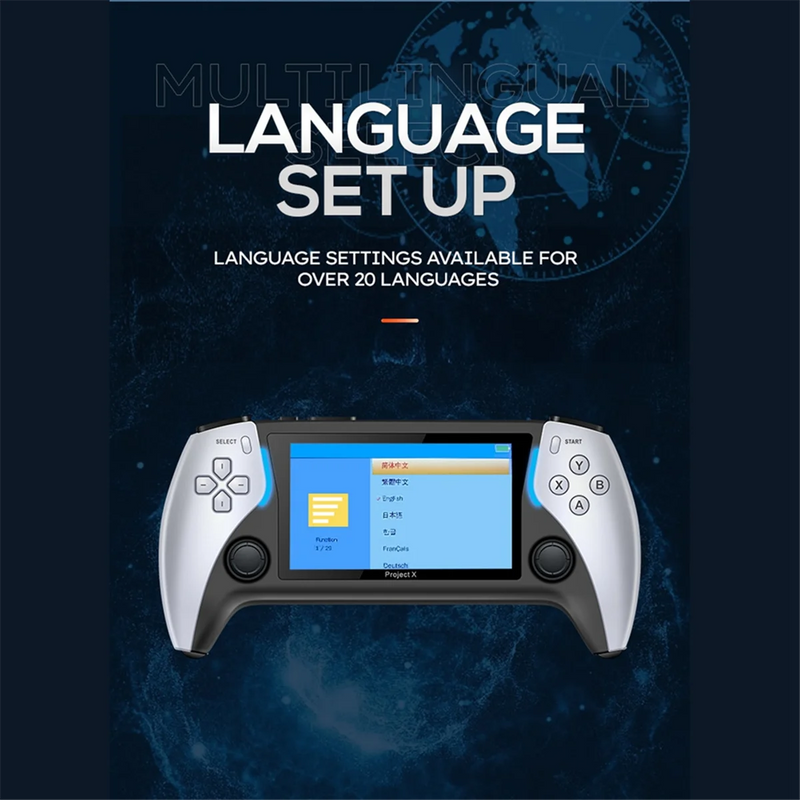 Game Console Project X Handheld Game Console 4.3 Inch HD Screen Portable Video Game Console Support Dual Player and Controller