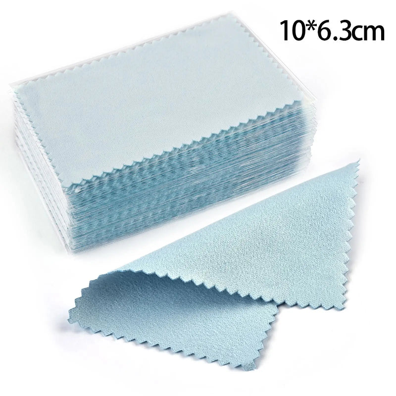 50pcs 10x6.3cm/10x6cm/8x6cm Silver Clean Polishing Cloth Soft Clean Wipe Wiping Cloth For Necklaces Rings Jewelry Clean Tools
