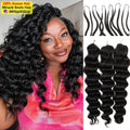 Ocean Wave Crochet Braids Miracle Knots Crochet Human Hair Pre-Separated Invisible Knotless Loose Deep Wave Feather Crochet Human Hair Bundles For Black Women Ocean Wave Humain Crochet Hair 16 To 26 Inch 60g/pcs 240g For A He