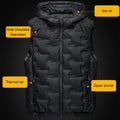 Men Autumn Winter Thickened Waistcoat Hooded Sleeveless Zipper Placket Vest Coat Down Vest Outwear Men's Iinsulated Vest
