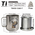 Titanium Mug Double-Layer Anti-Scald Titanium Cup Camping Coffee Cup 450ml Cat and Dog Themed Couple's Cup
