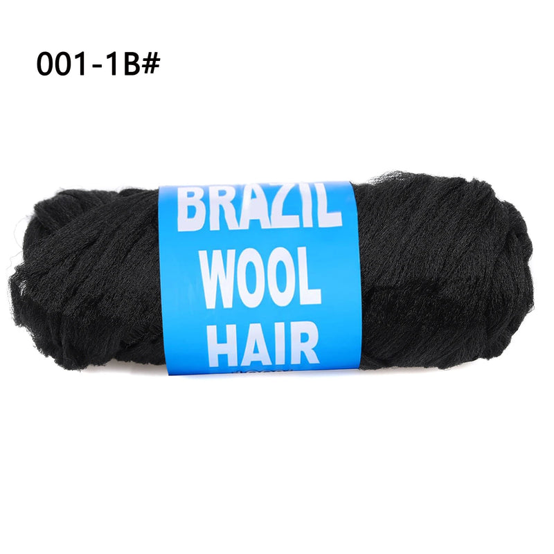 1pcs Brazilian Wool Hair Synthetic Crochet Hair Extensions for Women African Hair Yarn for Natural Black, Jumbo Braids
