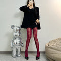 Black Flower Lolita Women Socks Classic Lace Mesh Stocking Bottomed Pantyhose Hollow Lolita Retro Floral Rattan Stocking Tights