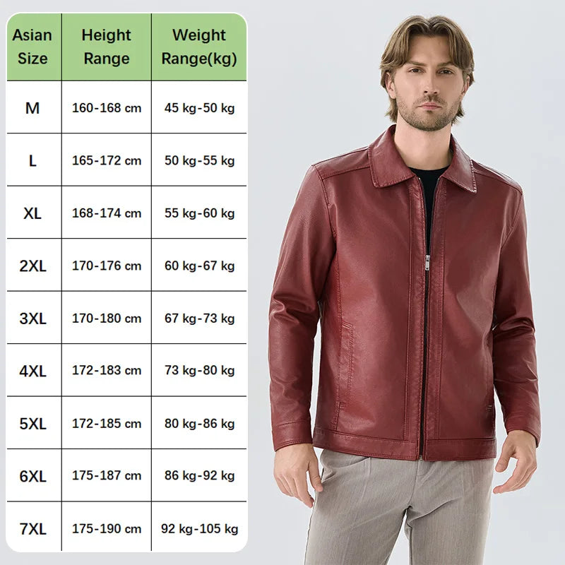 Spring Men's PU Leather Jacket Business Male Slim Fit Jacket Motorcycle Jackets Faux Leather Casual Windproof Black Leather Coat