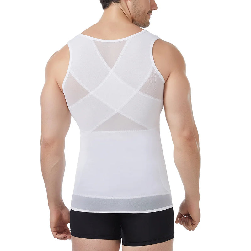 Men‘s Cross Back Mesh Body Shaper Vest Breathable Cool Summer Back Support Compression Tank Workout Casual Slimming Undershirt