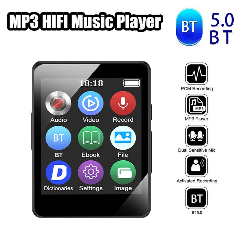 8/16/32/64GB Portable MP3 Player HiFi Bluetooth-Compatible 5.0 MP3 Music Player 1.8inch Screen Sports MP3 Player Gift for Kids