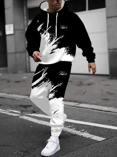 The new men's set for Spring and Autumn features street fashion casual comfort and soft 3D gradient pattern printing | SAMAG