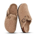 Kidmi Women's Cork Insole Clogs Winter Warm Lined Non-slip Mules Slipper With Adjustable Buckle Lady Cozy Bedroom Potato Shoes