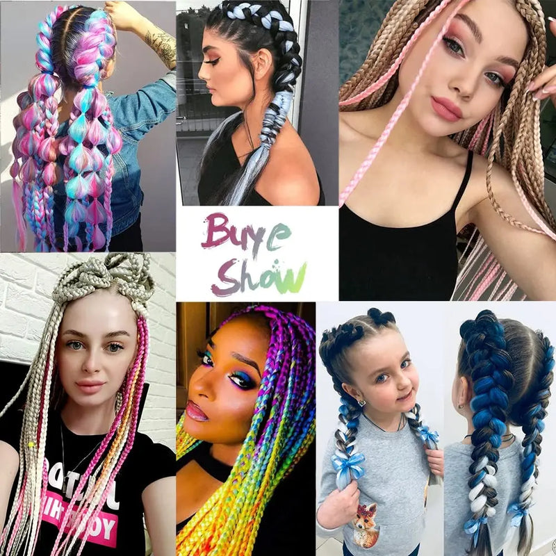 Tereshar 1Pcs 24inch 100g Synthetic Braiding Hair Extensions Jumbo Braiding Hair Twist Crochet Braids Hair for Women