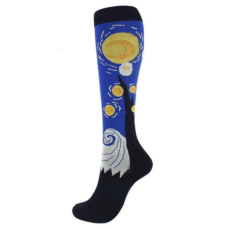Oil Painting Compression Socks Men Women Mona Lisa Sky | SAMAG