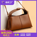Luxury Vintage Soft Leather Women Boston Bag Minimalist Fashion Commute Shoulder Crossbody Handbag