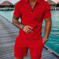 Men's Fashion Casual Light Luxury Striped POLO Shirt Set | SAMAG