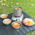 Titanium Camping Cookware Set with Folding Handles, Lightweight Portable Pot and Pan Set for Outdoor Hiking Backpacking Picnic