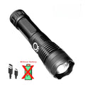 High Power Strong Light Long Range LED Flashlight USB Rechargeable Defense Flashlight Outdoor Telescopic Zoom Super Bright Torch