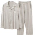 Men's 100% cotton long sleeved four season plus size men's sleepwear, teenage pure cotton home suit set for warmth
