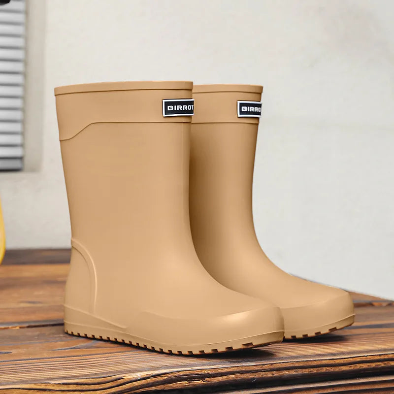 New Fashion Men Rain Shoes Waterproof Mid-Calf Boots Non-slip Work Rubber Outdoor Fishing Male Comfort Causal Footwears