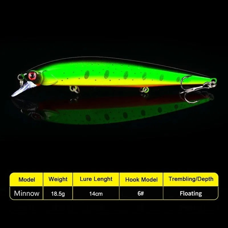 14cm 18.5g 3D Bionic Minnow Fishing Lure Hard Bait with 3 | SAMAG