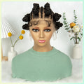 Synthetic Full Lace Braided Wigs Short Cute Handmade Bantu Braided Wigs with Baby Hair for Black Women Lace Frontal Braids Wigs