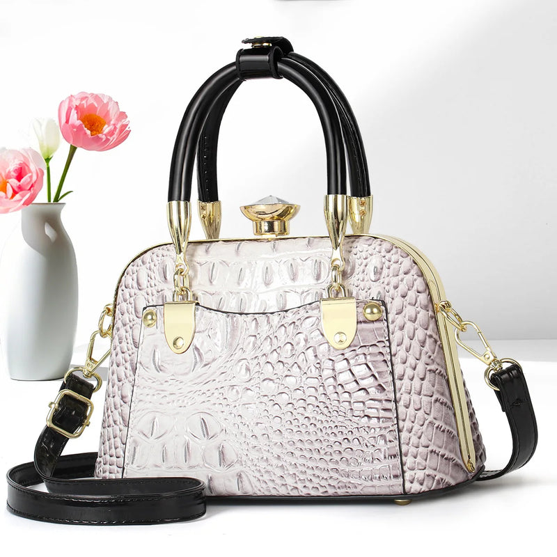 2025 New Luxury Handbags Women Bags Designer Crocodile Pattern Ladies Boston Shoulder Bag High Quality Womens Casual Tote Bag