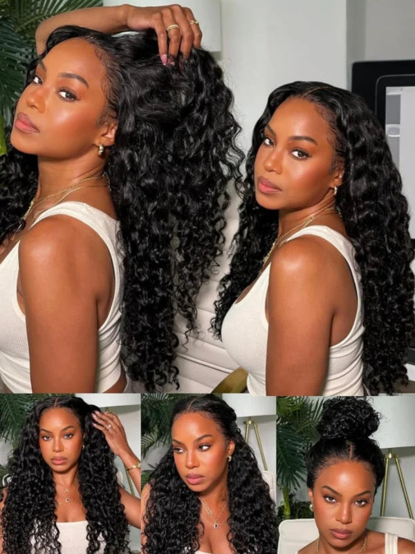 13x6 13x4 Brazilian Virgin Human Hair Jerry Kinky Curls Lace Front Wig 250% Density Pre‑Plucked With Bleached Knots For Black Women Natural Kinky Curls For Daily Dating Party And Special Occasion Hairstyle