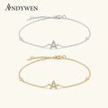 ANDYWEN 925 Sterling Silver Initial 26 Letters Alphabet Monogram Gold Name Bracelet Crystal CZ Zircon 2021 Fashionable Jewelry