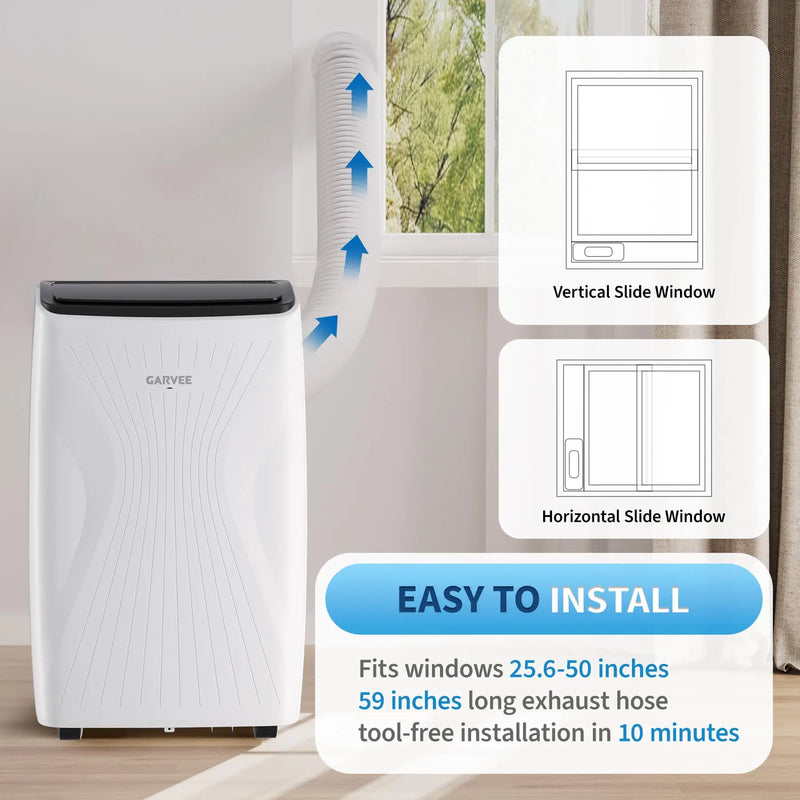 14000 BTU Portable AC Unit For 700 Sq Ft, 3-in-1 Air Conditioner, Fan & Dehumidifier, Remote, Window Kit, LED Panel