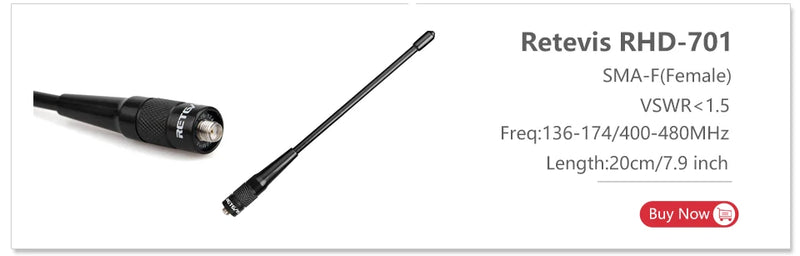 Retevis RHD-771 RT5R Walkie-Talkie Antenna SMA-F RHD-771 VHF UHF Dual Band for Baofeng UV 5R 144/430Mhz Quansheng UV K5 UV K6