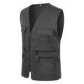 Men Vest JacketMultiple Pockets Zipper Sleeveless Fishing Waistcoat Camping Work Clothes V Neck Outdoor Waistcoat Volunteer Vest