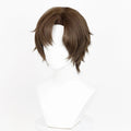 Brown Short Straight Synthetic Wig Middle Part Fluffy Anime Game Cosplay Heat Resistant Wig for Daily Party